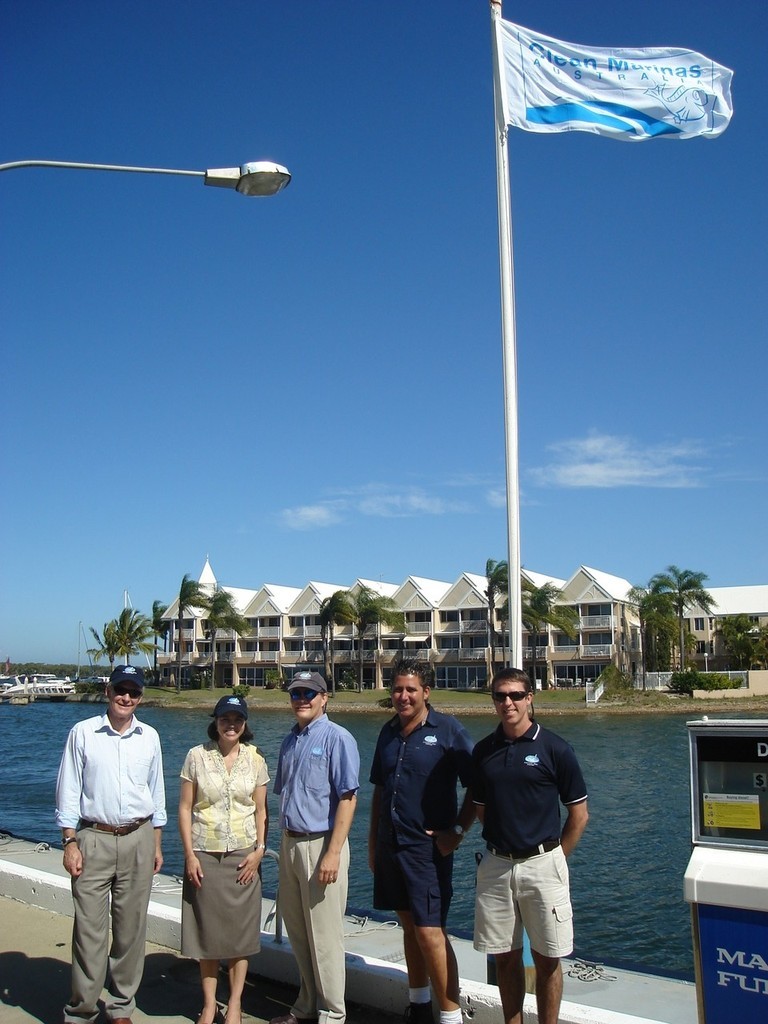 The Hon. Peta Kaye Croft MP for Broadwater and the Runaway Bay Marina team. © MIAA